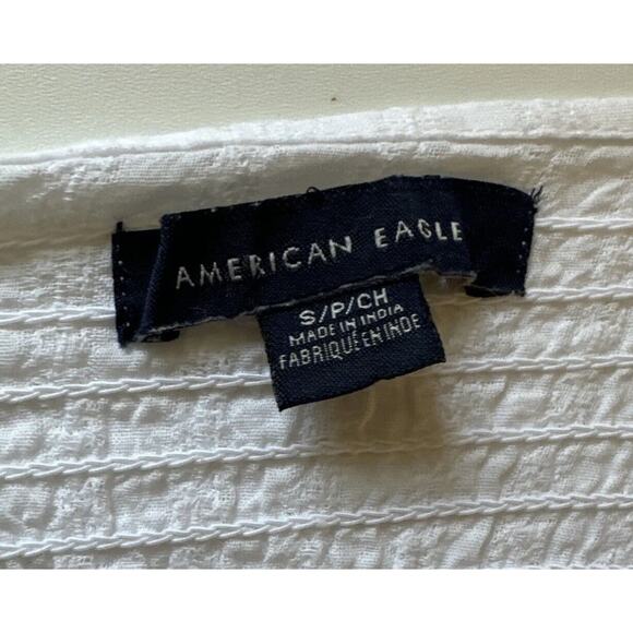 American Eagle Crop Top White Spaghetti Strap Ruffle Summer Beach Size Small - Picture 2 of 8